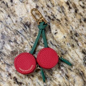 MAISON de Sabre Red and Green cherries Leather bag charm/airtag holder